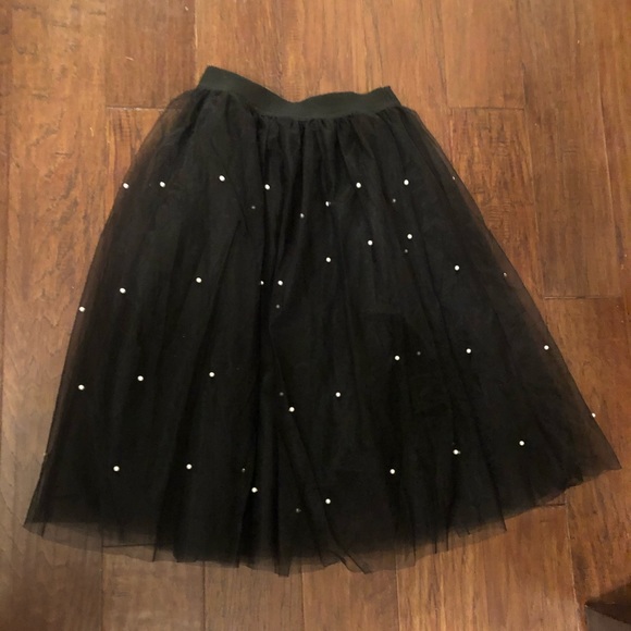 Dresses & Skirts - Black tulle skirt. Lined. Pearl accents.